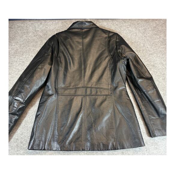 VINTAGE Phase Two Leather Jacket Womens Large Black Full Zip Bomber Moto Biker - Picture 2 of 6